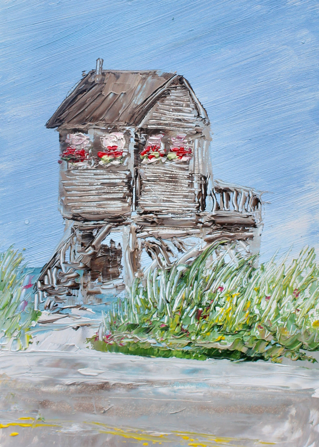 Notecard - Surf Drive Beach Shack - Day 94 in the 54 Falmouth Beach Paintings in 54 Days project