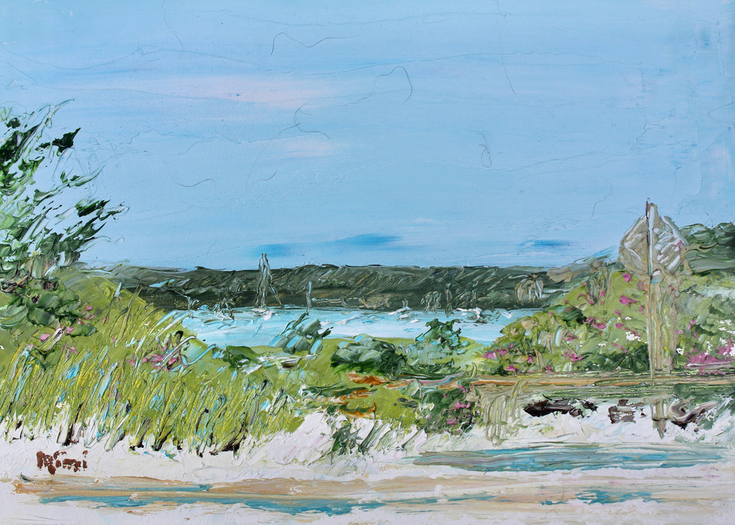 Notecard - West Falmouth Looking In - Day 69 in the 54 Falmouth Beach Paintings in 54 Days project