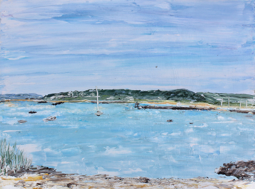 Notecard - Outer Megansett Harbor - Day 99 in the 54 Falmouth Beach Paintings in 54 Days project